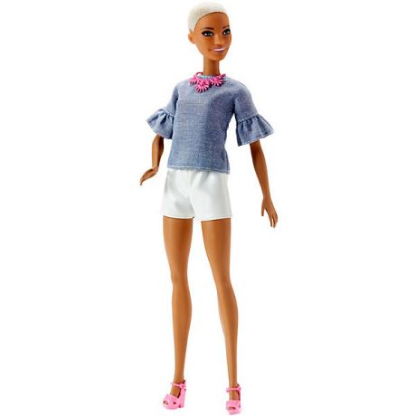 Mattel Кукла Barbie "Игра с модой" в джинсовом топе и белых шортах, 29 см