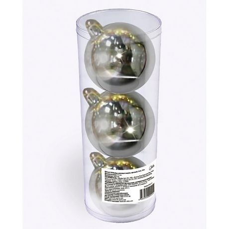 B&H Набор елочных шаров B&H 3 шт, 9 см., серебряные