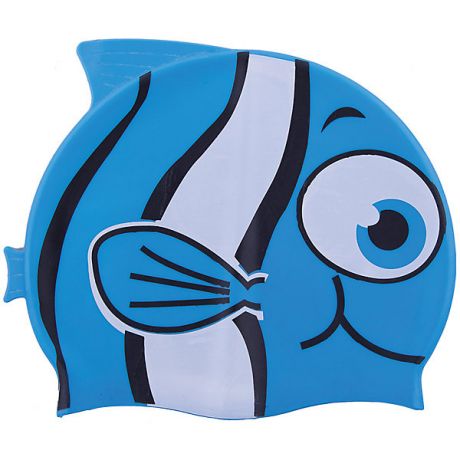 Dobest Шапочка для плавания силиконовая "Рыбка", синяя, Dobest