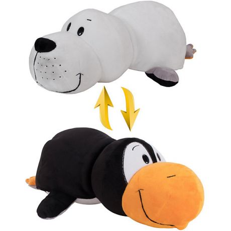 1Toy Мягкая игрушка-вывернушка 1toy Морской котик-Пингвин, 40 см