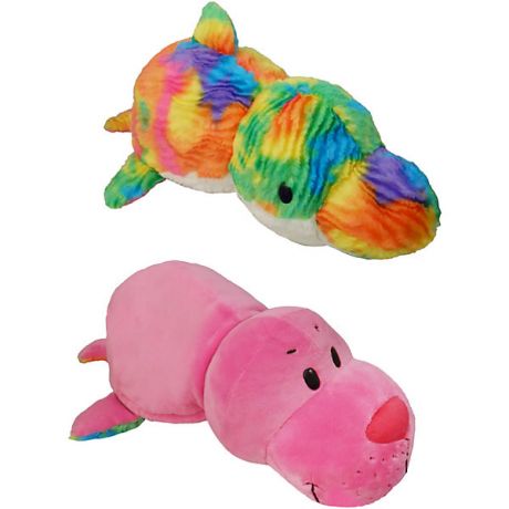 1Toy Мягкая игрушка-вывернушка 1toy Морской котик-Радужный дельфин, 40 см