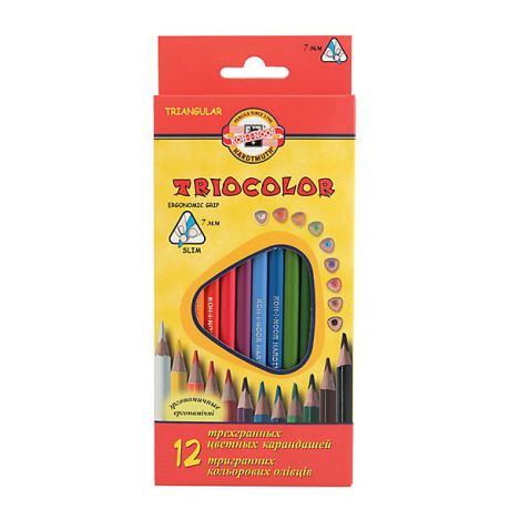 Koh-i-noor KOH-I-NOOR Набор карандашей цветных TRIOCOLOR трехгранных, 12 цв
