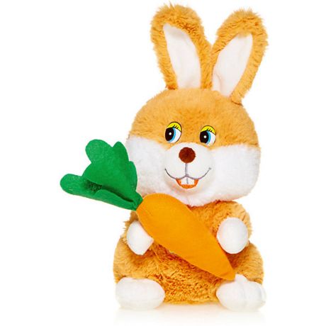 Maxitoys Мягкая игрушка Maxi Play Зайка с морковкой озвученный, 20 см