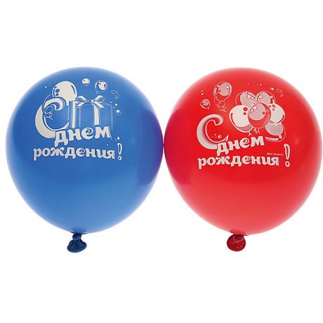 Belbal Воздушные шары Belbal "День рождения: Мишка с тортом", с рисунком, 50 шт