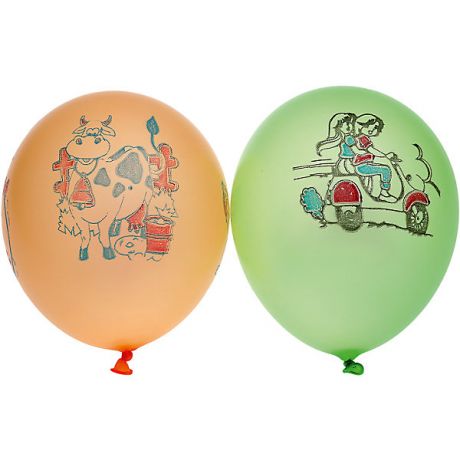 Gemar Воздушные шары Gemar "Неон ассорти", с рисунком, 100 шт