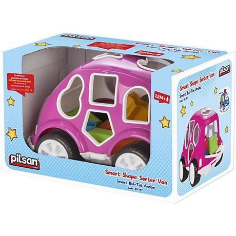Pilsan Машинка с кубиками Pilsan Smart Shape Sorter Car, розовая