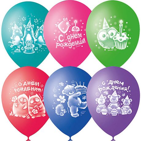 Latex Occidental Воздушные шары Latex Occidental "С днём рождения. Зверушки-игрушки" 50 шт., пастель + декоратор