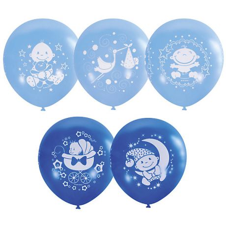 Latex Occidental Воздушные шары "С Днем Рождения, малыш!" 25 шт 12"/30 см, голубой