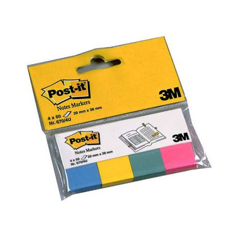 3M Закладки для страниц "Post-It Index" бумажные, 4 неоновых цвета
