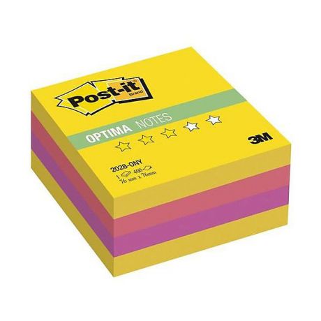 3M Бумага для заметок с липким слоем 3M "Post-It Optima" Лето, жёлтая неоновая радуга, 400 листов