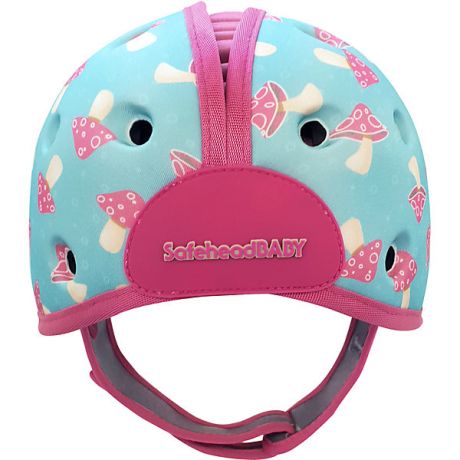 SafeheadBABY Мягкая шапка-шлем для защиты головы Safehead Baby Грибы, мятно-розовый