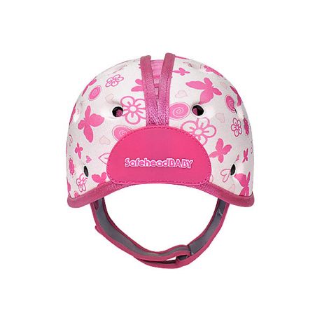 SafeheadBABY Мягкая шапка-шлем для защиты головы Safehead Baby Бабочка, бело-розовый