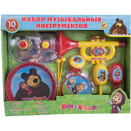 Играем вместе Набор музыкальных инструментов, 10 предметов, Маша и Медведь