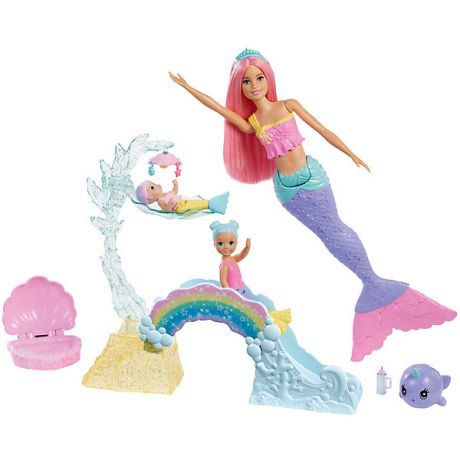 Mattel Игровой набор Barbie Dreamtopia Кукла с маленькими русалочками