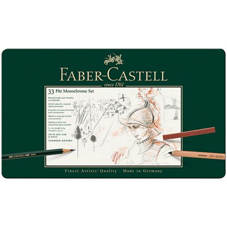 Faber-Castell Набор художественных изделий Faber-Castell Pitt Monochrome, 33 предмета