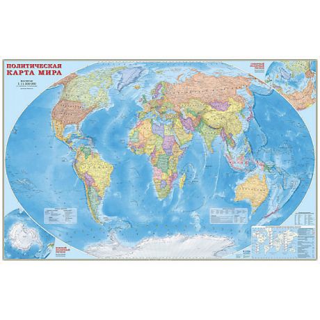 ГеоДом Карта настенная Геодом «Мир Политический с флагами»