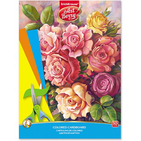 Erich Krause Цветной картон мелованный в папке ArtBerry «Розы», А4, 10 листов,10 цветов