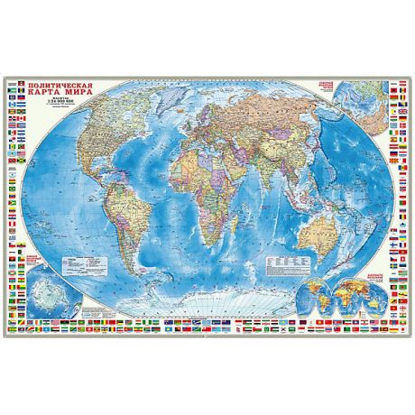 ГеоДом Карта настенная Геодом «Мир Политический с флагами»