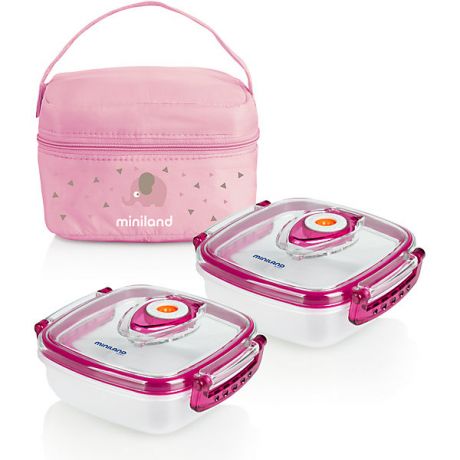 Miniland Термосумка Miniland Pack-2-Go HermifFresh с вакуумными контейнерами, розовая