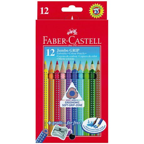 Faber-Castell Карандаши цветные Faber-Castell Jumdo Grip, 12 цветов