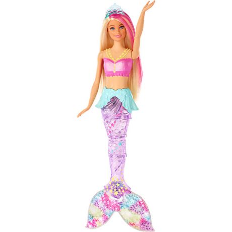 Mattel Кукла Barbie Dreamtopia "Сверкающие огни русалки", Блондинка с розовой прядью