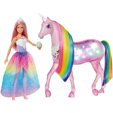 Mattel Игровой набор Barbie Dreamtopia Кукла и Радужный единорог