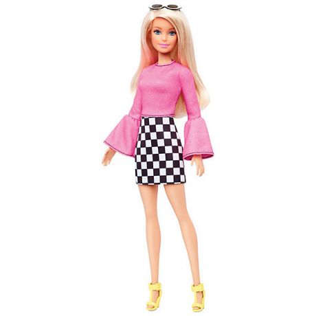 Mattel Кукла Barbie "Игра с модой" в розовой блузке и юбке в клетку, 29 см