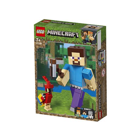 LEGO Конструктор LEGO Minecraft 21148: Большие фигурки, Стив с попугаем