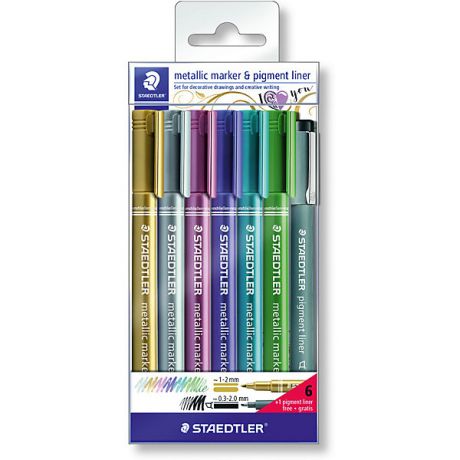 Staedtler Набор маркеров Staedtler «Metallic», 6 цветов + ручка