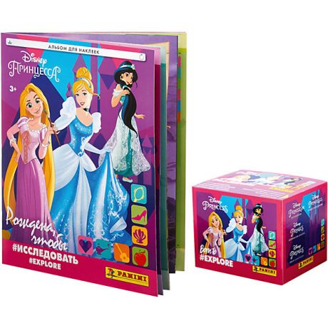 Panini Альбом Panini Принцессы Disney Рождена и бокс с наклейками, 36 пакетиков в боксе