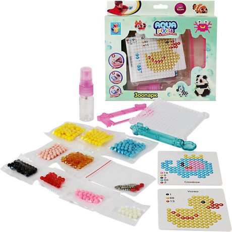 1Toy Мозаика 1toy Aqua Pixels "Зоопарк", 347 деталей (водная)