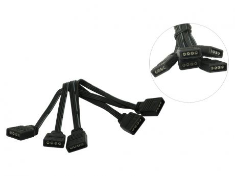 Аксессуар Кабель Akasa 4-pin to 4x 4-pin RGB LED Connector Multiplier Cable AK-CBLD05-40BK