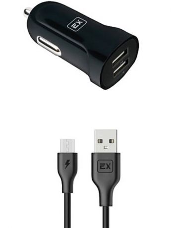 Зарядное устройство Exployd Classic 3.4А 2хUSB + MicroUSB Black EX-Z-582