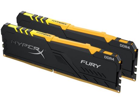 Модуль памяти Kingston HyperX Fury Black RGB DDR4 DIMM 2400MHz PC-19200 CL15 - 16Gb KIT (2x8Gb) HX424C15FB3AK2/16