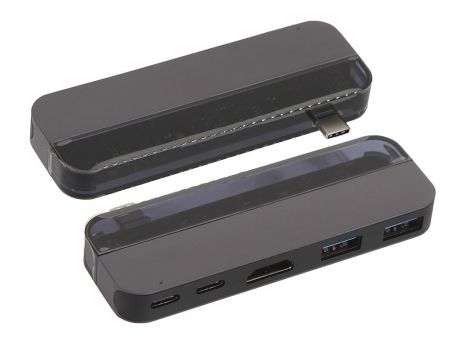 Хаб USB Baseus Transparent Series Type-C Multifunctional HUB Adapter Type-C to 2xType-C / 2xUSB 3.0 / HDMI Deep Grey CAHUB-TD0G