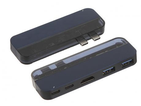 Хаб USB Baseus Transparent Series Dual Type-C Multifunctional HUB Adapter Type-C to 2xType-C / 2xUSB 3.0 / HDMI Blue CAHUB-TS03
