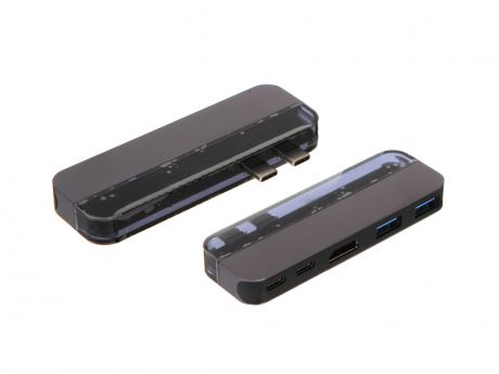 Хаб USB Baseus Transparent Series Dual Type-C Multifunctional HUB Adapter Type-C to 2xType-C / 2xUSB 3.0 / HDMI Deep Grey CAHUB-TS0G