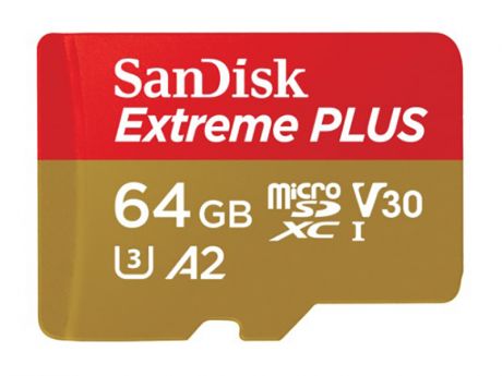 Карта памяти 64Gb - SanDisk MicroSD Extreme Plus Class 10 SDSQXBZ-064G-GN6MA