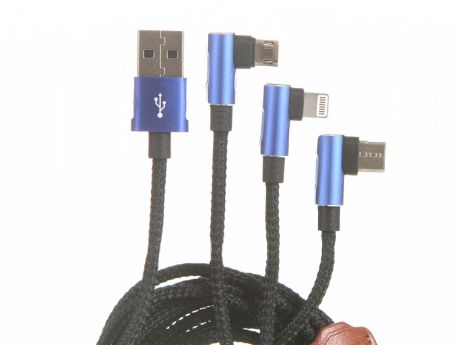 Аксессуар Baseus MVP 3-in-1 Mobile Game Cable USB - Type-C / MicroUSB / Lightning 1.2m Blue CAMLT-WZ03