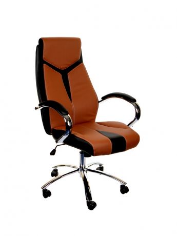 Компьютерное кресло TetChair Gloss искусственная кожа, хром Brown-Black 12765