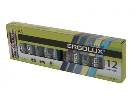 Батарейка AA - Ergolux Alkaline LR6 BP-12 (12 штуки)