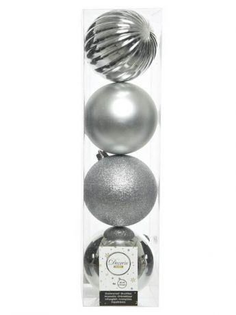 Украшение Kaemingk Набор шаров Новогодняя Гармония 10cm 4шт Silver 21011