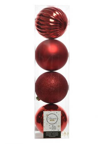 Украшение Kaemingk Набор шаров Новогодняя Гармония 10cm 4шт Red 21012