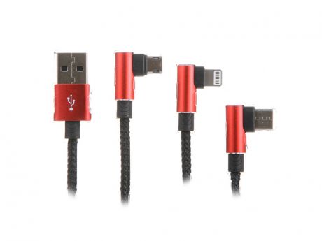 Аксессуар Baseus MVP 3-in-1 Mobile Game Cable USB - Type-C / MicroUSB / Lightning 3.5A 1.2m Red CAMLT-WZ09