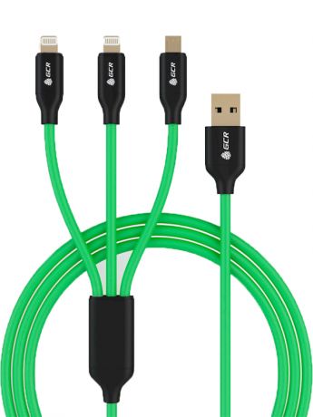 Аксессуар Greenconnect 3в1 USB - 2х Lightning/MicroUSB 1.0m 3A No Sync Data GCR-51557