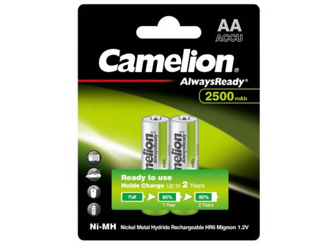 Аккумулятор AA - Camelion Always Ready 1.2V 2500mAh Ni-Mh BL-2 NH-AA2500ARBP2 (2 штуки) 11006