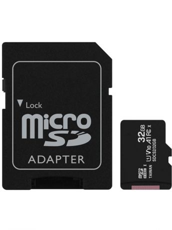 Карта памяти 32Gb - Kingston Micro Secure Digital HC Class10 UHS-I Canvas Select SDCS2/32GB с переходником под SD