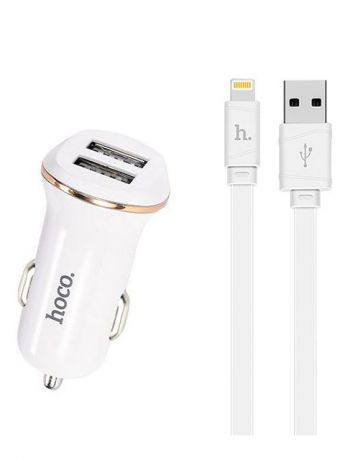 Зарядное устройство Hoco Z1 2xUSB 5V 2.1A + USB - Lightning White 115921