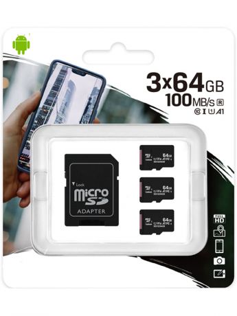 Карта памяти 64Gb - Kingston Micro Secure Digital HC Class10 UHS-I Canvas Select SDCS2/64GB-3P1A с переходником под SD