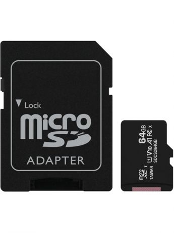 Карта памяти 64Gb - Kingston Micro Secure Digital HC Class10 UHS-I Canvas Select SDCS2/64GB с переходником под SD